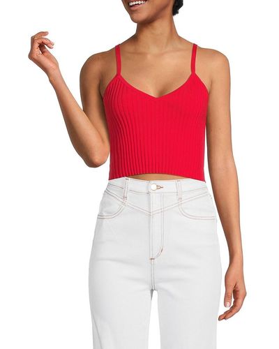 Solid & Striped The Fleur Ribbed Crop Tank Top - Red