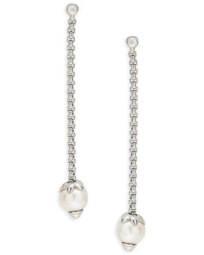 Alor Classique 18k White Gold, Stainless Steel & 8mm Freshwater Pearl Drop Earrings