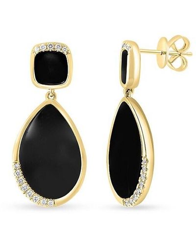 Effy 14k Yellow Gold, Onyx & Diamond Drop Earrings - Multicolour