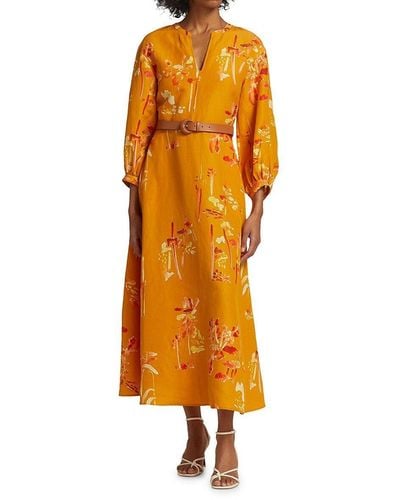 Lafayette 148 New York Leona Floral-print Maxi Dress - Orange