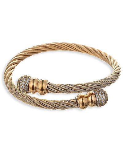 Eye Candy LA Premium Henry Goldtone Titanium & Cubic Zirconia Wire Cuff Bracelet - Metallic