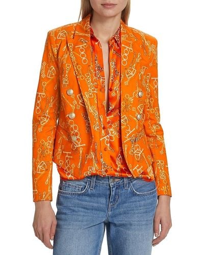L'Agence Brooke Chain Double-Breasted Sportcoat - Orange