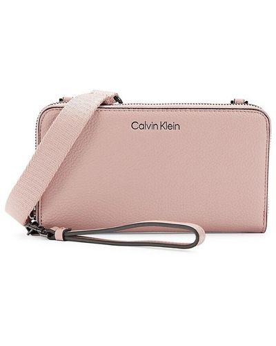 Calvin Klein Marble Logo Crossbody Wallet - Pink