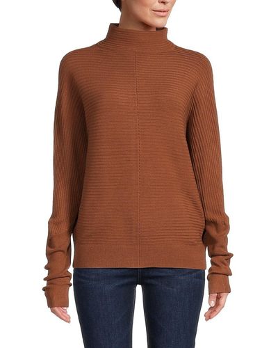 French Connection Babysoft Ribbed Mockneck Sweater - Brown