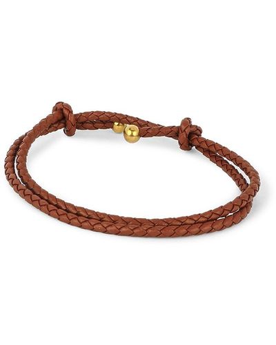 jean claude Leather & Goldplated Stainless Steel Wrap Bracelet - Brown