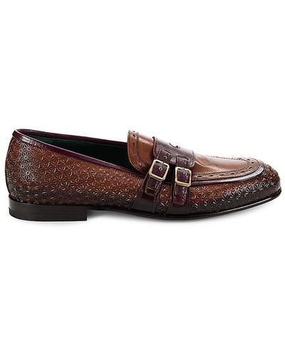 Jo Ghost Leather Monk Strap Shoes - Brown
