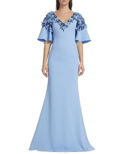 Belle badgley mischka beaded neck chiffon dress clearance