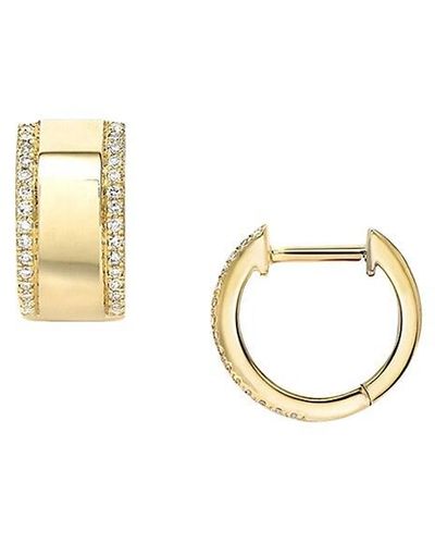 Luv Aj 14k Goldplated & Crystal Wide Huggie Hoop Earrings - White