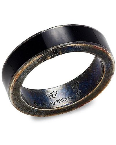 Bottega Veneta Gunmetal-tone Sterling Silver & Enamel Ring - Black
