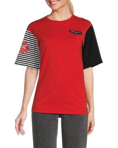 Sonia Rykiel Colorblock Logo Tee - Red