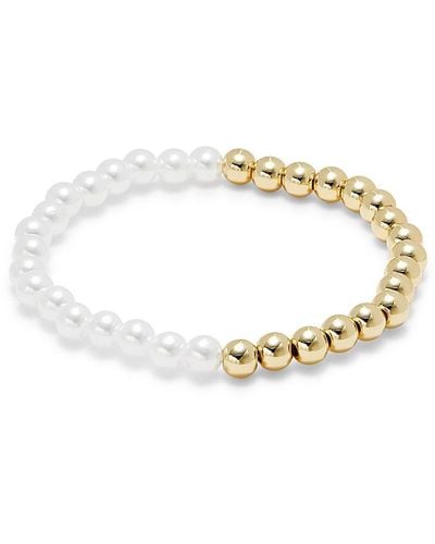 Argento Vivo 14k Goldplated & Faux Pearl Beaded Bracelet - Metallic