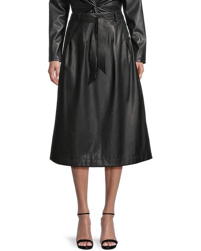 Donna Karan City Mist Faux Leather Midi Skirt - Black