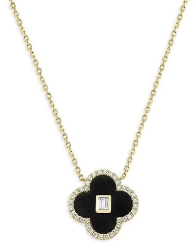 Effy 14K, & Diamond Clover Pendant Necklace - White