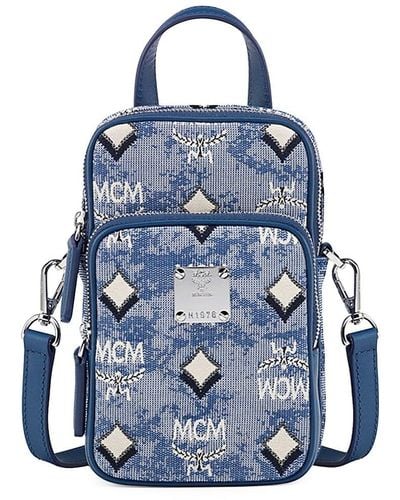 MCM Jacquard Monogram Crossbody Bag - Blue