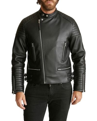 Robert Graham Faux Leather Racer Jacket - Black