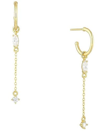 Luv Aj 14k Goldplated, Marquise & Round Glass Crystal Huggie Drop Earrings - White