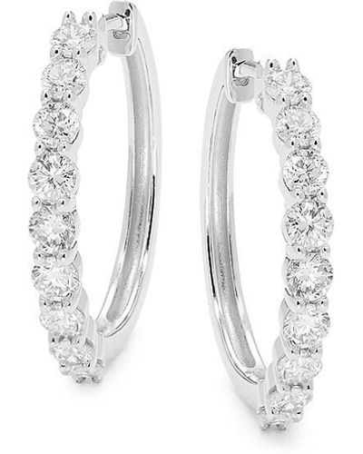 Badgley Mischka 14K & 1 Tcw Lab Grown Diamond Hoop Earrings - White