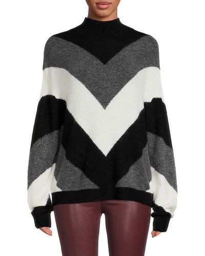 BCBGMAXAZRIA Chevron Dropped Shoulder Sweater - Grey