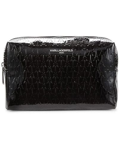 Karl Lagerfeld Embossed Patent Leather Cosmetic Case - Black