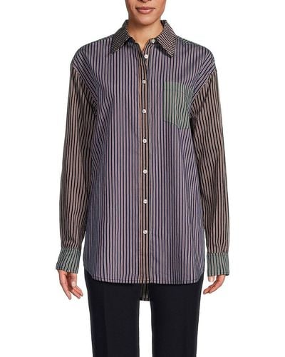 Solid & Striped Pinstripe Oxford Shirt - Purple