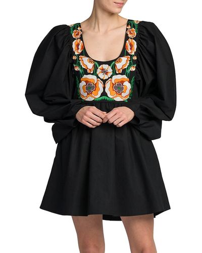 La DoubleJ Dolly Embroidered Minidress - Black