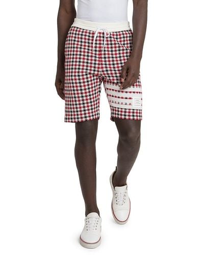 Thom Browne Houndstooth Sweatshorts - Red