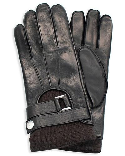 Portolano Belted Leather Gloves - Black