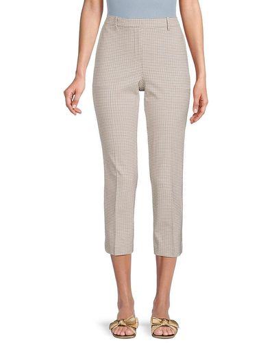 Theory Treeca Checked Cropped Trousers - Natural