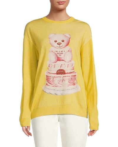 Moschino Teddy Bear Graphic Wool Sweater - Yellow