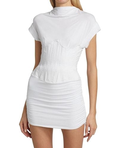 LAQUAN SMITH Ruched Corset Mini Dress - White