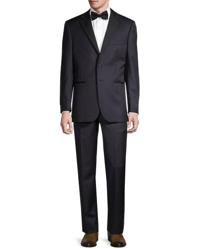 Saks Fifth Avenue Classic Fit Micronsphere Wool Tuxedo - Black