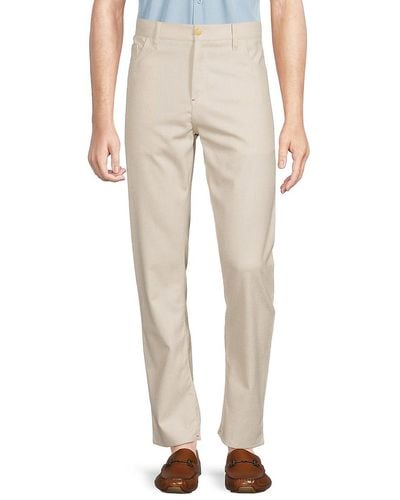Isaia Slim Fit Flannel Wool Dress Pants - Natural