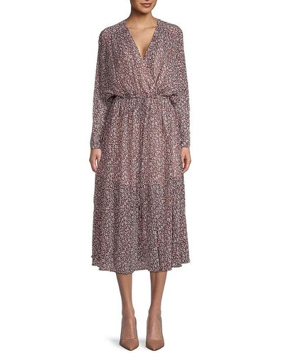 Ted Baker Printed Blouson Midi Dress - Purple