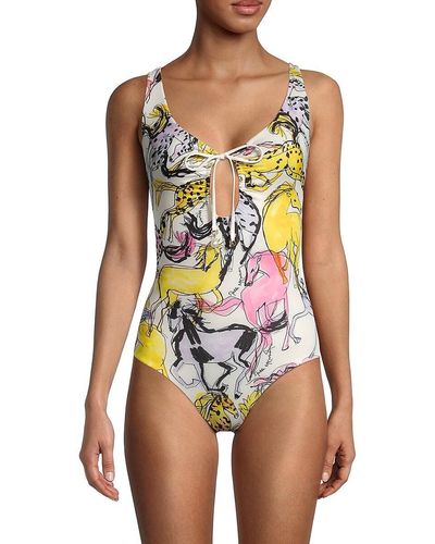 Stella McCartney Printed Tie-front One-piece Swimsuit - White
