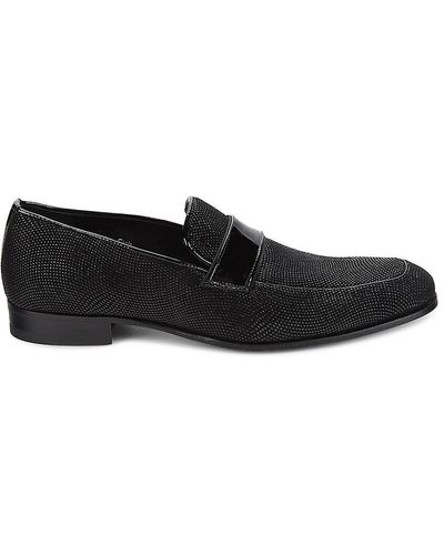 Mezlan Pebbled Loafers - Black
