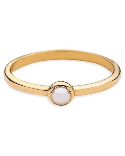 Awe Inspired 14k Goldplated Sterling Freshwater Pearl Band Ring - White