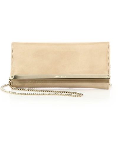 Jimmy Choo Milla Patent Leather & Suede Clutch - Natural