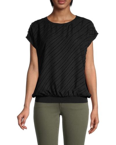 St. John Dkny Cap-Sleeve Top - Black