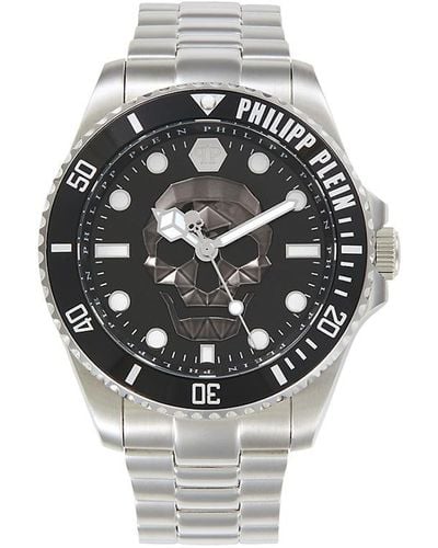 Philipp Plein $kull Diver 44mm Stainless Steel Bracelet Watch - Gray