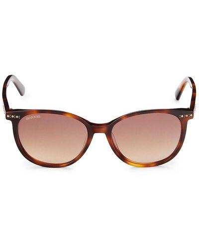 Swarovski 53mm Oval Sunglasses - Brown