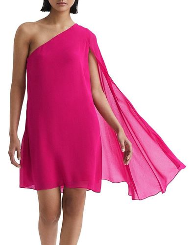 Reiss Fleur One Shoulder Mini Dress - Pink