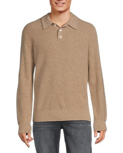 Alex Mill Long Sleeve Cashmere Sweater Polo - Natural