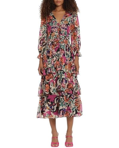 Donna Morgan Floral Tiered Ruffle Maxi Dress