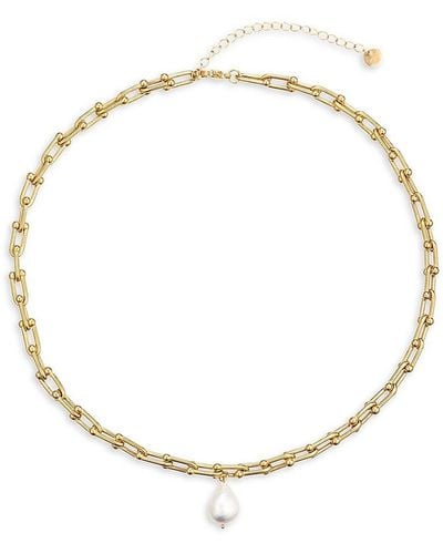 Eye Candy LA Lea Goldtone & Baroque Pearl Shell Paperclip Chain Necklace - White