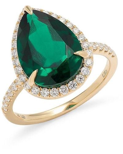 Effy 14k Yellow Gold, Emerald & Lab Grown Diamond Ring - Green