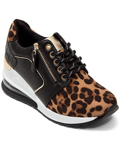 Ninety Union Ultra Leopard & Croc-Embossed Wedge Sneakers - Black