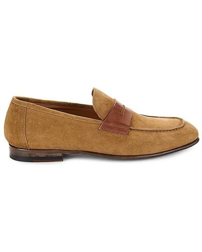 Jo Ghost Suede Penny Loafers - Brown