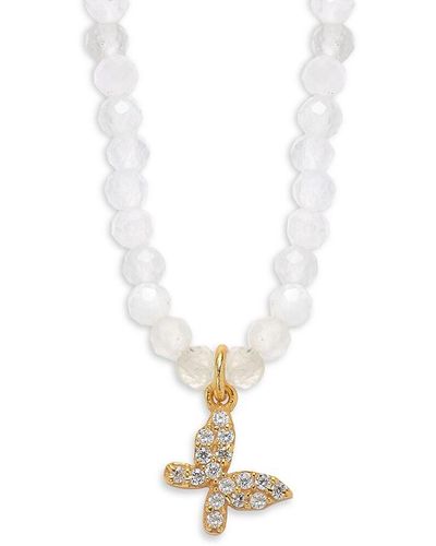 Argento Vivo 18k Goldplated Sterling Silver, Cubic Zirconia & Moonstone Beaded Necklace - White