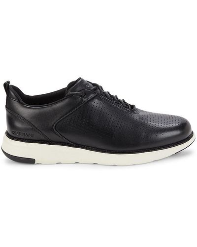 Cole Haan Grand Atlantic Peforated Leather Trainers - Black