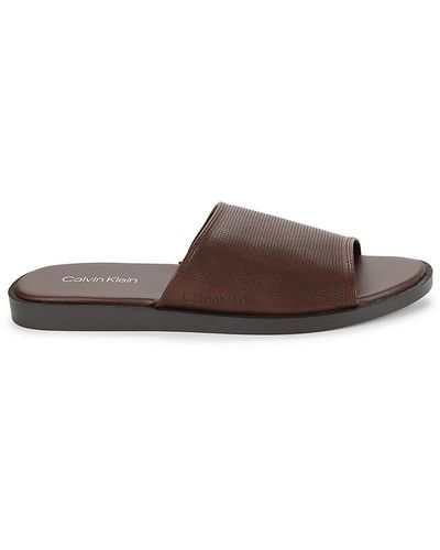 Calvin Klein Mespar Faux Leather Sandals - Brown